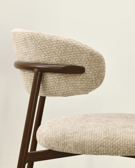 Kiara Eetkamerstoel - Beige Chenille - Walnoot