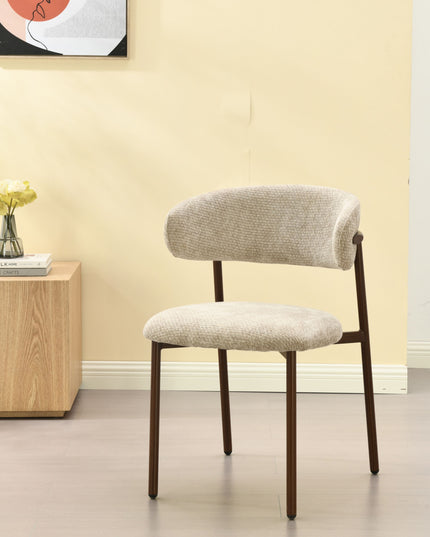 Kiara Eetkamerstoel - Beige Chenille - Walnoot