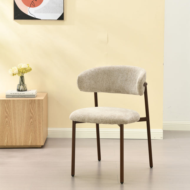 Kiara Eetkamerstoel - Beige Chenille - Walnoot