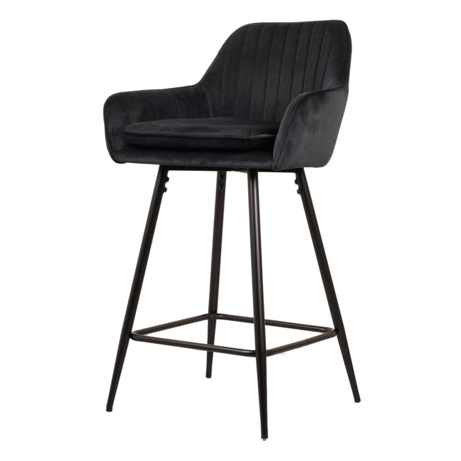 Tabouret de Bar Rose - Velours Noir