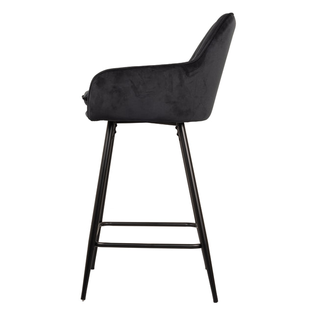 Tabouret de Bar Rose - Velours Noir