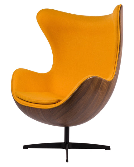 Egg Chair - Okergeel / Houtfineer