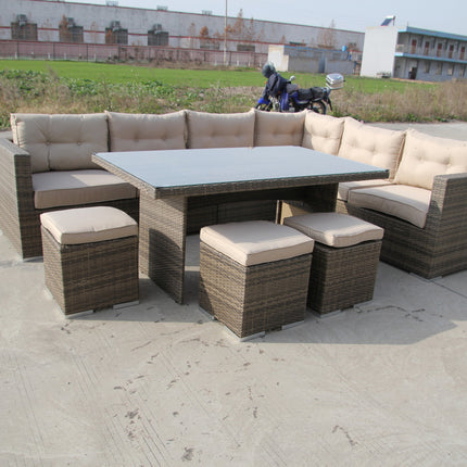 Ensemble de table à manger de jardin - Nature foncé/Beige