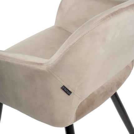Jesper Eetkamerstoel - Beige - Velvet