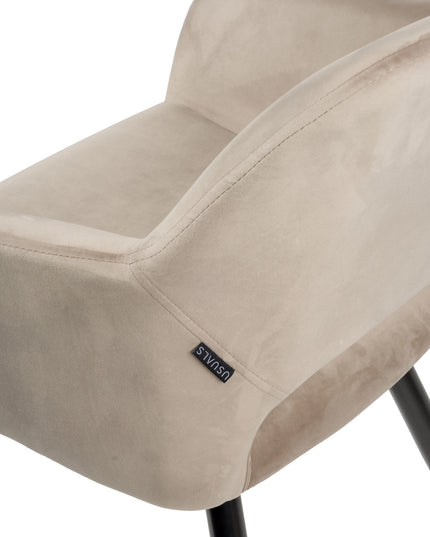 Chaise de salle à manger Jesper - Beige - Velours