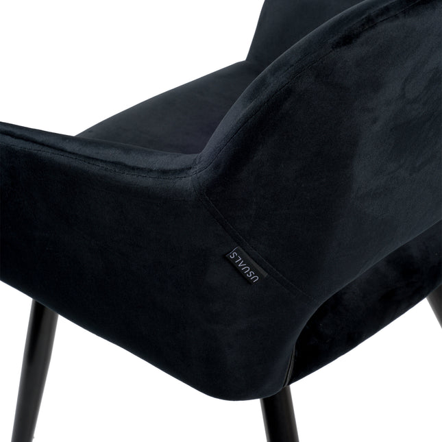 Chaise de salle à manger Jesper - Noir - Velours