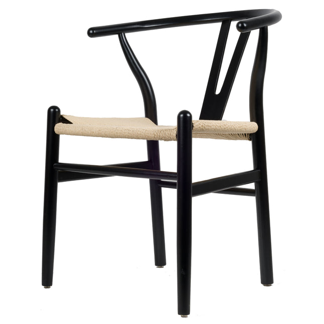 Chaise de salle à manger Vida - Noir/Naturel - Bois de hêtre - Wishbone