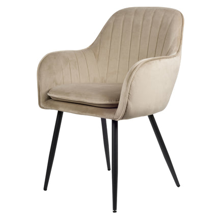 Chaise de salle à manger Viola - Beige - Velours