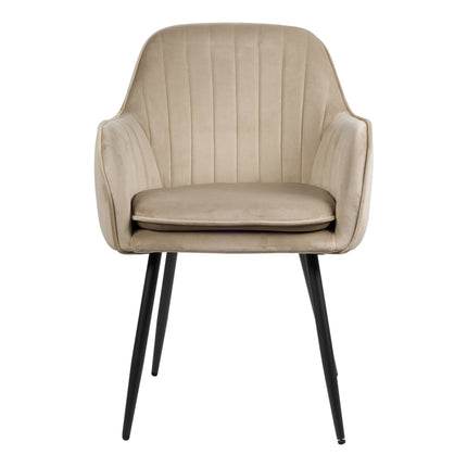 Chaise de salle à manger Viola - Beige - Velours