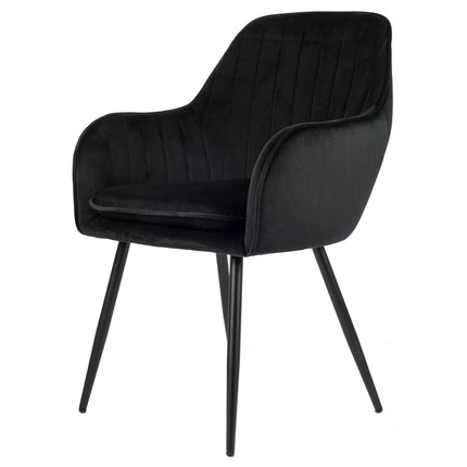 Chaise de salle à manger Viola - Noir - Velours