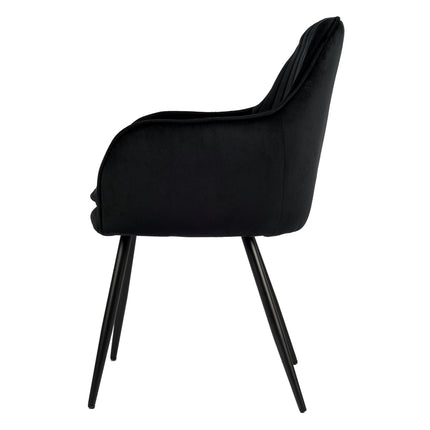 Chaise de salle à manger Viola - Noir - Velours
