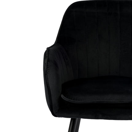 Chaise de salle à manger Viola - Noir - Velours